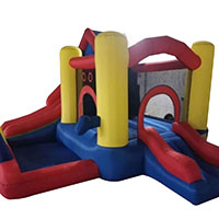 Inflatable jump 'n slide bouncer castle in the Garden Party Theme 100% PVC with Blower 